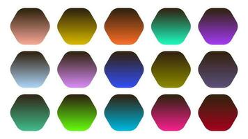 Colorful Umber Color Shade Linear Gradient Palette Swatches Web Kit Rounded Hexagons Template Set vector