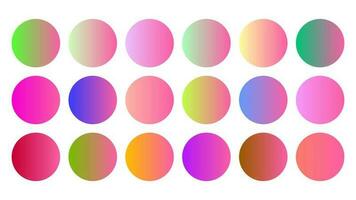 Colorful Bubblegum Color Shade Linear Gradient Palette Swatches Web Kit Circles Template Set vector