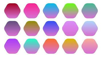 Colorful Orchid Color Shade Linear Gradient Palette Swatches Web Kit Rounded Hexagons Template Set vector