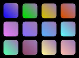 Colorful Heather Color Shade Linear Gradient Palette Swatches Web Kit Rounded Squares Template Set vector