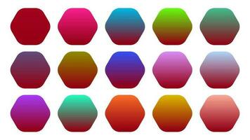 Colorful Carmine Color Shade Linear Gradient Palette Swatches Web Kit Rounded Hexagons Template Set vector