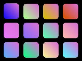 Colorful Orchid Color Shade Linear Gradient Palette Swatches Web Kit Rounded Squares Template Set vector