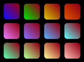 Colorful Carmine Color Shade Linear Gradient Palette Swatches Web Kit Rounded Squares Template Set vector