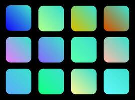 Colorful Turquoise Color Shade Linear Gradient Palette Swatches Web Kit Rounded Squares Template Set vector