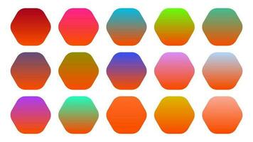 Colorful Tangelo Color Shade Linear Gradient Palette Swatches Web Kit Rounded Hexagons Template Set vector