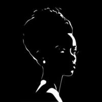 Black woman - Black and White Isolated Icon - Vector illustration