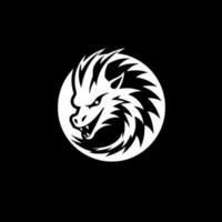 Dragon, Black and White Vector illustration