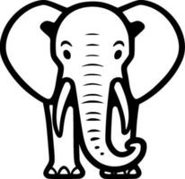 elefante - negro y blanco aislado icono - vector ilustración