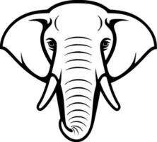 Elephant, Black and White Vector illustration