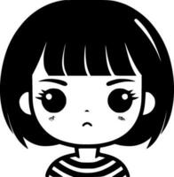 Girl - Black and White Isolated Icon - Vector illustration