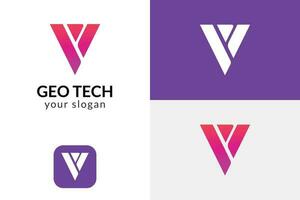 v geotech logo design vector