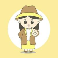 career female chibi character vector