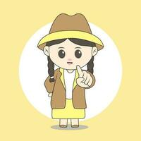 career female chibi character vector