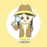 career female chibi character vector