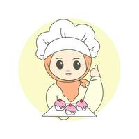 linda niña cocinero vector