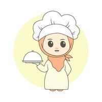 linda niña cocinero vector