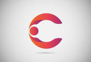 Letter C logo gradient simple elegant flat design. creative logo vector for company or event. abstract font and alphabet modern logo. purple pink and orange gradient logo.