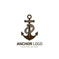 Anchor Vector illustration, monochrome sea anchor icon isolated on white background. Simple shape for design logo, emblem, symbol, sign, badge, label, stamp.