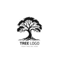 árbol con montaña logo diseño vector icono modelo