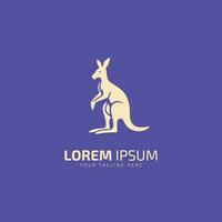 Kangaroo logo icon vector illustration design template isolated in blue background.