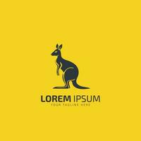 kangaroo sitting logo icon illustration isolated vector sign symbol design silhouette illustration template isolated on yellow background.