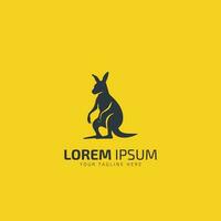 kangaroo sitting logo icon illustration isolated vector sign symbol design template isolated on yellow background.