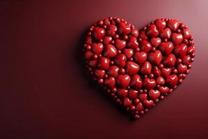 Photo of red Hearts on table focus of hearts with red dark best background wallpaper. Valentines day concept.