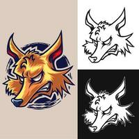 zorro cabeza mascota logo con 3 versiones vector