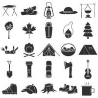 Free vector Bundle of various camping themed silhouettes