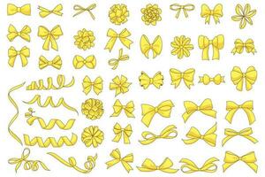 Bundle of assorted gold ribbon styles perfect for use as decoration and sticker vector