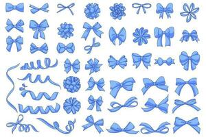 Bundle of assorted blue ribbon styles perfect for use as decoration and sticker vector