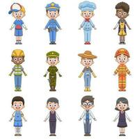 Set cute cartoon characters of various professions vector