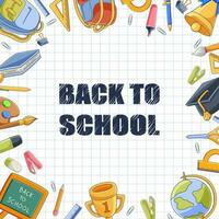 Back to school poster with school themed items vector