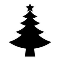 Black silhouette of Christmas tree. Fir tree black icon isolated on white background. vector