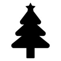 Black silhouette of Christmas tree. Fir tree black icon isolated on white background. vector