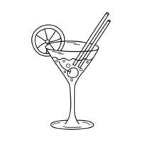 Doodle cocktail isolated on white background. Hand drawn vector illustration