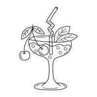 Doodle cocktail isolated on white background. Hand drawn vector illustration