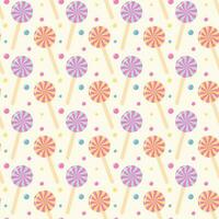 Swirl lollipops and round candies seamless pattern. Sweet lollipops pastel background. vector