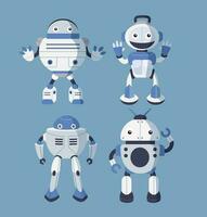 Hand drawn robot character with different poses collection, Cartoon robot icon set. vector