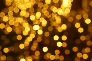 Abstract blurred and bokeh of party yellow LED reflection lighting on night time background. photo