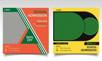 Back to school banner design. School or college admission online post or leaflet template. vector