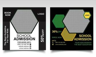 Back to school banner design. School or college admission online post or leaflet template. vector