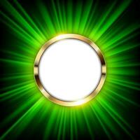 Metallic Gold Ring with Text Space and Green Light Illuminated, Vector Illustration