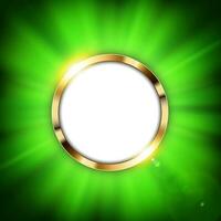 Metallic Ring with Text Space and Green Light Illuminated, Vector Illustration