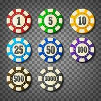 Colorful Casino Chips Sets, Vector Illustration