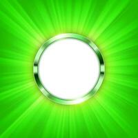 Metallic Ring with Text Space and Green Light Illuminated, Vector Illustration