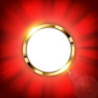 Metallic Gold Ring with Text Space and Red Light Illuminated, Vector Illustration