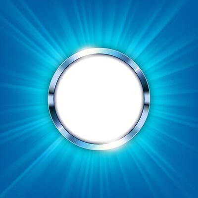 Metallic Ring with Text Space and Blue Light Illuminated, Vector Illustration