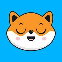 shiba inu perro aliviado cara cabeza kawaii pegatina vector