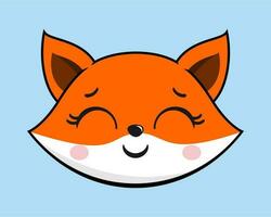 Fox Smile Face Head Kawaii Sticker vector